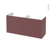 Meuble de salle de bains - Sous vasque double - TIA Rouge terracotta - 4 tiroirs - Côtés décors - L120 x H57 x P40 cm
