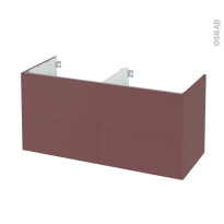 Meuble de salle de bains - Sous vasque double - TIA Rouge terracotta - 4 tiroirs - Côtés décors - L120 x H57 x P50 cm