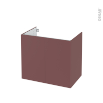 Meuble de salle de bains - Sous vasque - TIA Rouge terracotta - 2 portes - Côtés décors - L80 x H70 x P50 cm
