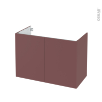 Meuble de salle de bains - Sous vasque - TIA Rouge terracotta - 2 portes - Côtés décors - L100 x H70 x P50 cm