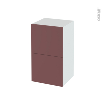 Meuble de salle de bains - Rangement bas - TIA Rouge terracotta - 2 tiroirs - L40 x H70 x P37 cm