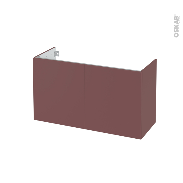 Meuble de salle de bains Sous vasque <br />TIA Rouge terracotta, 2 portes, Côtés décors, L100 x H57 x P40 cm 