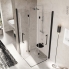 #Porte de douche angle carré pliant NOVELLINI <br />90x90 cm, Verre transparent, profilés noirs 