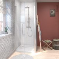 Porte de douche pivotante NOVELLINI 80 cm Verre transparent profilés  chromés - Oskab