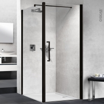 Porte de douche - pivotante NOVELLINI - 80 cm - Verre transparent - profilés noirs