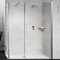 Porte de douche - pivotante NOVELLINI - 120 cm - Verre transparent - profilés chromés