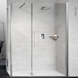 Porte de douche - pivotante NOVELLINI - 160 cm - Verre transparent - profilés chromés