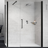 Porte de douche - pivotante NOVELLINI - 120 cm - Verre transparent - profilés noirs