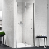 Porte de douche - pliante NOVELLINI - 80 cm - Gauche - Verre transparent - profilés chromés