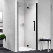 Porte de douche - pliante NOVELLINI - 80 cm - Gauche - Verre transparent - profilés noirs