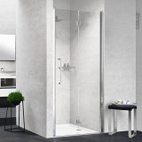 Porte de douche - pliante NOVELLINI - 90 cm - Droite - Verre transparent - profilés chromés 