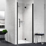 Porte de douche - pliante NOVELLINI - 80 cm - Droite - Verre transparent - profilés noirs