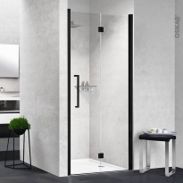 Porte de douche - pliante NOVELLINI - 90 cm - Droite - Verre transparent - profilés noirs