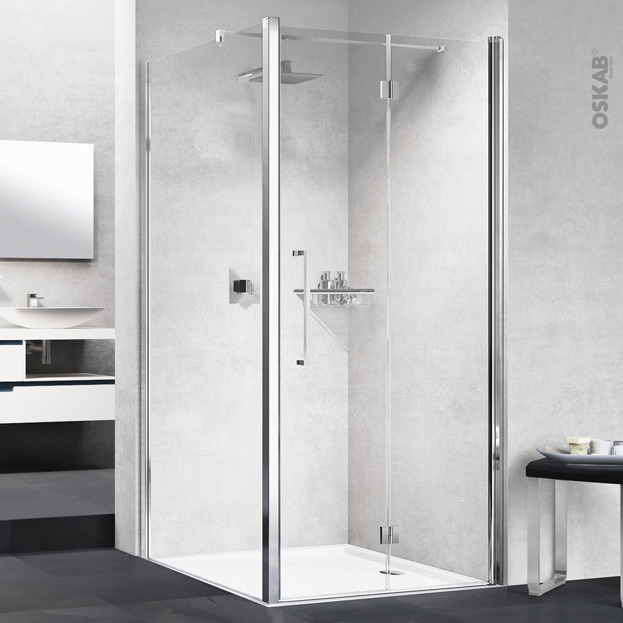 Porte de douche pliante NOVELLINI 90 cm Droite Verre transparent