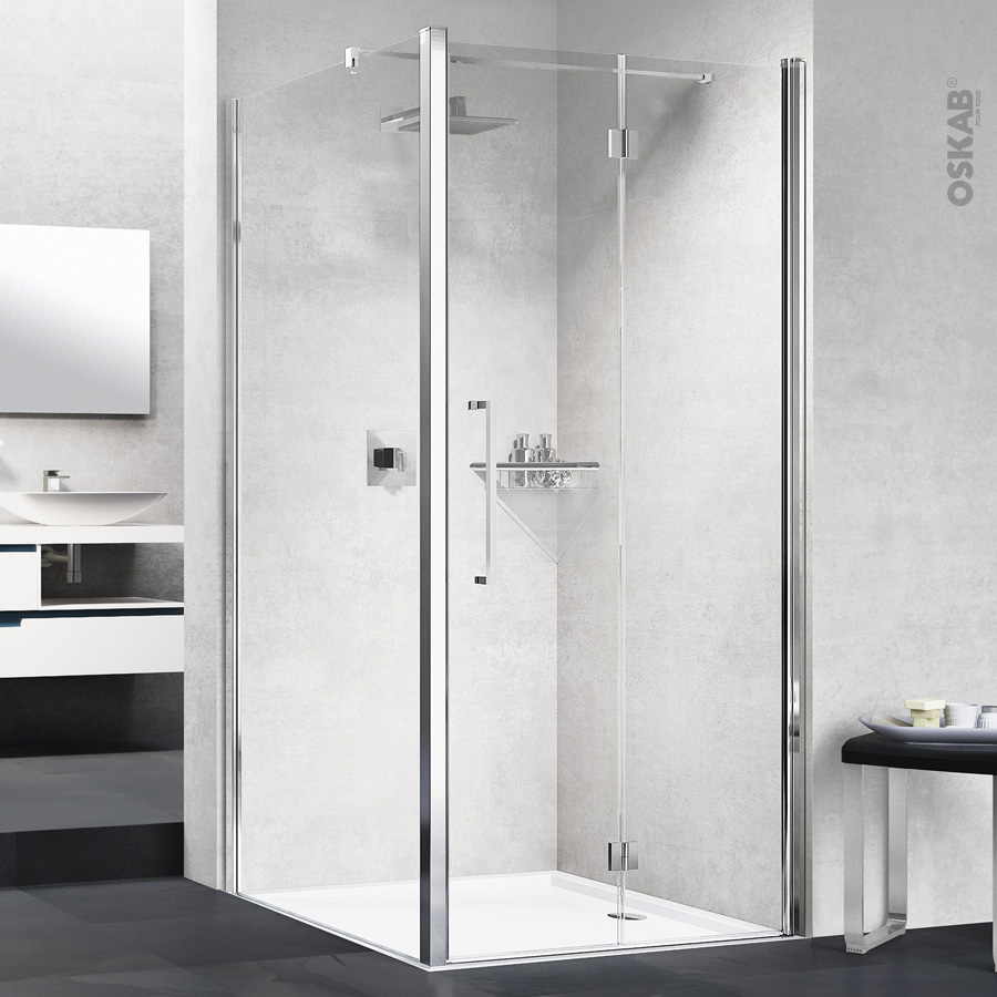 Porte de douche pliante NOVELLINI 80 cm Droite Verre transparent