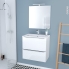 #Ensemble salle de bains - Meuble BORA Blanc - Plan vasque résine - Miroir et éclairage - L60,5 x H58,5 x P40,5 cm