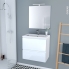 #Ensemble salle de bains - Meuble IPOMA Blanc brillant - Plan vasque résine - Miroir et éclairage - L60,5 x H58,5 x P40,5 cm