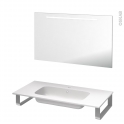 Pack salle de bains PMR - Plan vasque en résine REZO - Miroir lumineux - L100,5 x P50,5 cm