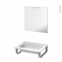 Pack salle de bains PMR - Plan vasque en résine REZO - Miroir - L60,5 x P50,5 cm
