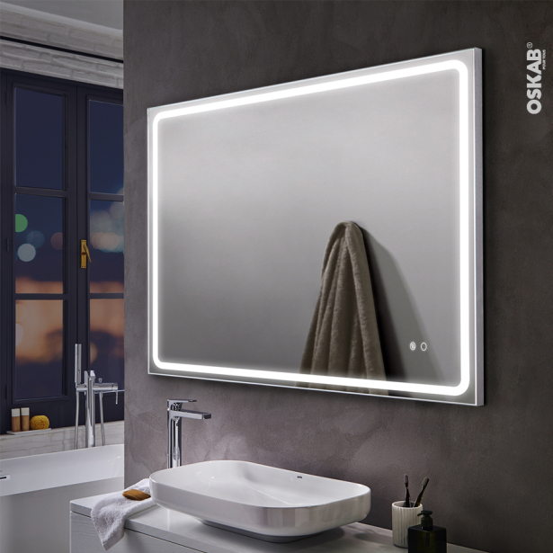 Miroir de salle de bains Lumineux <br />DALO, L100 x H80 cm 