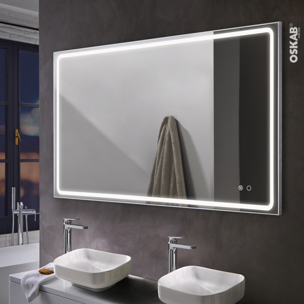 Miroir de salle de bains Lumineux <br />DALO, L120 x H80 cm 