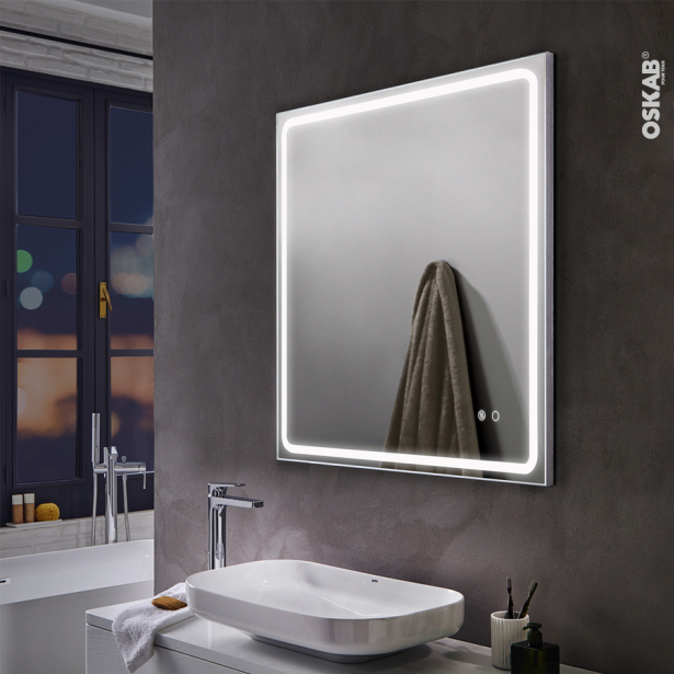 Miroir de salle de bains Lumineux <br />DALO, L60 x H80 cm 
