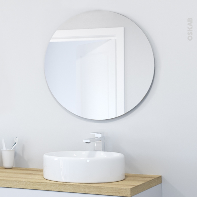 Miroir de salle de bains Simple MIRAL Diamètre 80 cm - Oskab