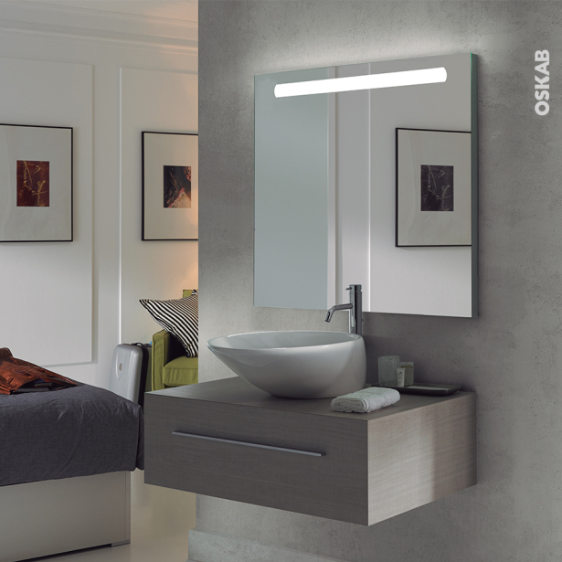 Miroir de salle de bains Lumineux <br />KIO, L60 x H70 cm 