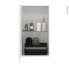 #Armoire de salle de bains Rangement haut <br />IPOMA Blanc brillant, 1 porte miroir, Côtés décors, L40 x H70 x P27 cm 