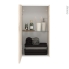#Armoire de salle de bains Rangement haut <br />IKORO Chêne clair, 1 porte miroir, Côtés décors, L40 x H70 x P27 cm 