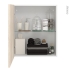 #Armoire de salle de bains - Rangement haut - IKORO Chêne clair - 1 porte - Côtés blancs - L60 x H70 x P27 cm