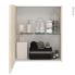 #Armoire de salle de bains - Rangement haut - IKORO Chêne clair - 1 porte miroir - Côtés décors - L60 x H70 x P27 cm