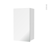 Armoire de salle de bains - Rangement haut - BORA Blanc - 1 porte miroir - Côtés décors - L40 x H70 x P27 cm