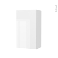 Armoire de salle de bains - Rangement haut - BORA Blanc - 1 porte - Côtés décors - L40 x H70 x P27 cm