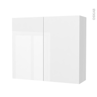 Armoire de salle de bains - Rangement haut - BORA Blanc - 2 portes - Côtés blancs - L80 x H70 x P27 cm