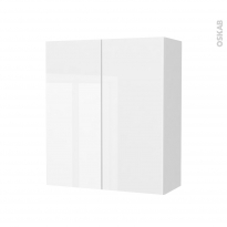 Armoire de salle de bains - Rangement haut - BORA Blanc - 2 portes - Côtés blancs - L60 x H70 x P27 cm