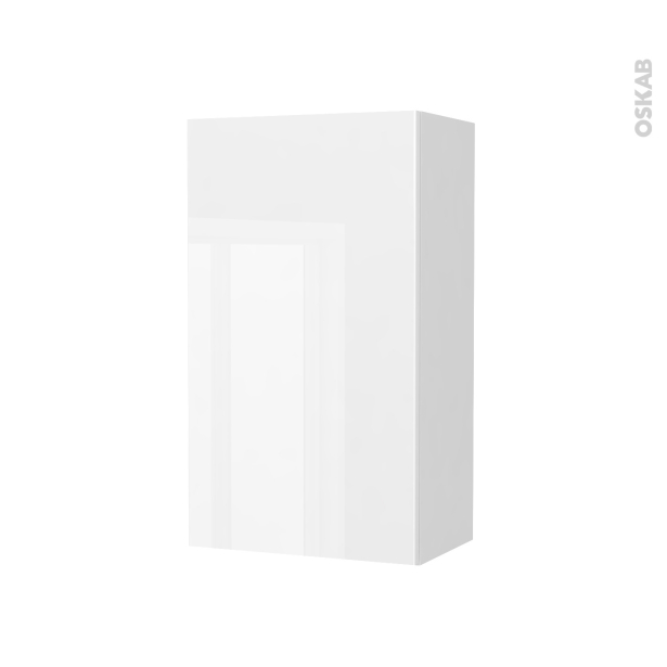 Armoire de salle de bains Rangement haut <br />BORA Blanc, 1 porte, Côtés blancs, L40 x H70 x P27 cm 