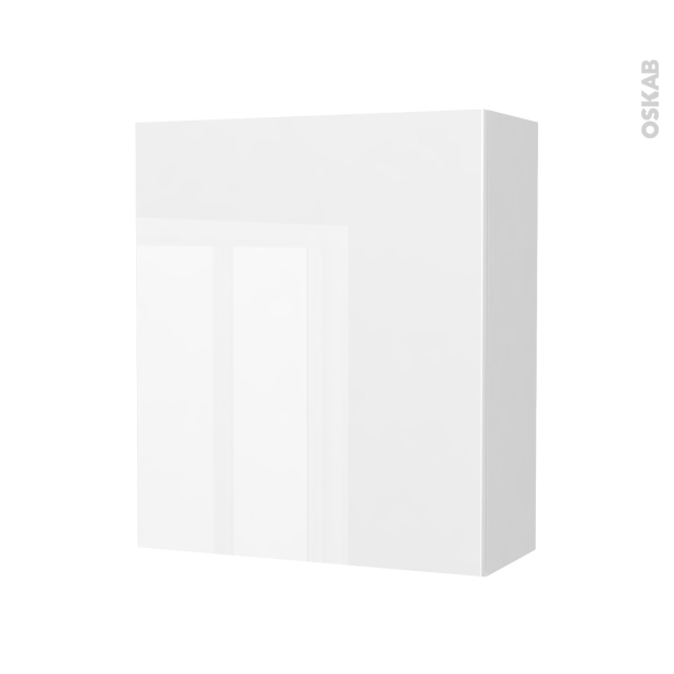 Armoire de salle de bains Rangement haut <br />BORA Blanc, 1 porte, Côtés blancs, L60 x H70 x P27 cm 