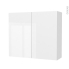 #Armoire de salle de bains Rangement haut <br />BORA Blanc, 2 portes, Côtés décors, L80 x H70 x P27 cm 