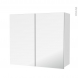 Armoire de salle de bains - Rangement haut - BORA Blanc - 2 portes miroir - Côtés décors - L80 x H70 x P27 cm