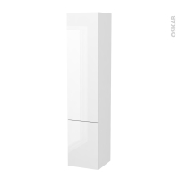 Colonne de salle de bains - 2 portes - BORA Blanc - Côtés décors - Version B - L40 x H182 x P40 cm