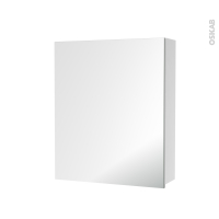 Armoire de toilette - Rangement haut - 1 porte miroir - Côtés blancs - L60 x H70 x P17 cm - HAKEO
