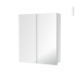 #Armoire de toilette Rangement haut <br />2 portes miroir, Côtés blancs, L60 x H70 x P17 cm, HAKEO 