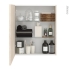 #Armoire de toilette - Rangement haut - IKORO Chêne clair - 1 porte - Côtés décors - L60 x H70 x P17 cm