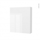 Armoire de toilette - Rangement haut - BORA Blanc - 1 porte - Côtés décors - L60 x H70 x P17 cm