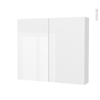 Armoire de toilette - Rangement haut - BORA Blanc - 2 portes - Côtés décors - L80 x H70 x P17 cm