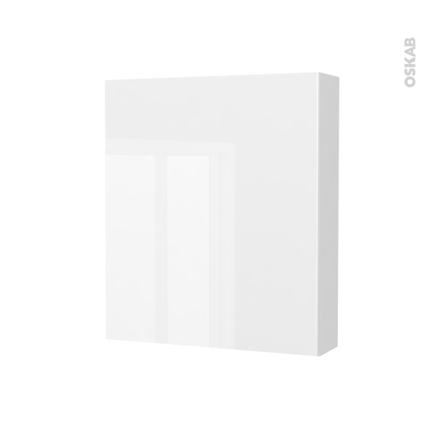 Armoire de toilette Rangement haut <br />BORA Blanc, 1 porte, Côtés blancs, L60 x H70 x P17 cm 