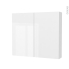 #Armoire de toilette Rangement haut <br />BORA Blanc, 2 portes, Côtés décors, L80 x H70 x P17 cm 