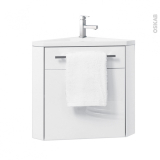 Meuble lave-mains d'angle - FUJI Blanc - Avec robinet - L44 x P40 x H53 cm