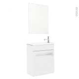Meuble lave-mains - FUJI Blanc - Avec miroir et robinet - L44 x P26 x H55,4 cm